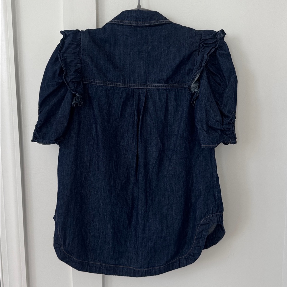 Anthropologie The Ozzi Ruffle-Sleeve Buttondown Shirt by Pilcro Size S - Picture 8 of 11